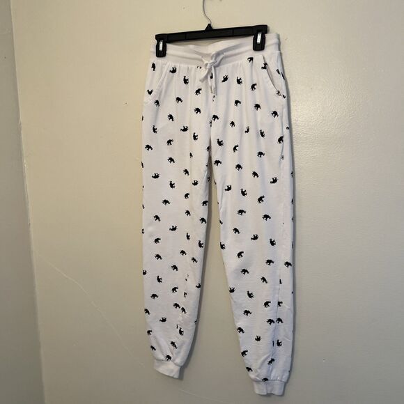 Ivory Ella Women's Organic Cotton Relaxed Elephant Sweatpants, White/Black- S - Picture 2 of 8